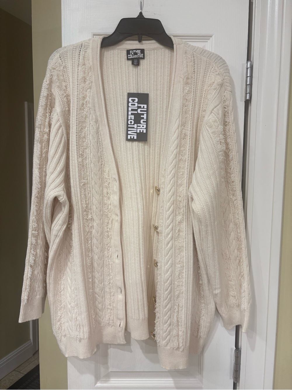 Future Collective Cream Cable Cardigan
